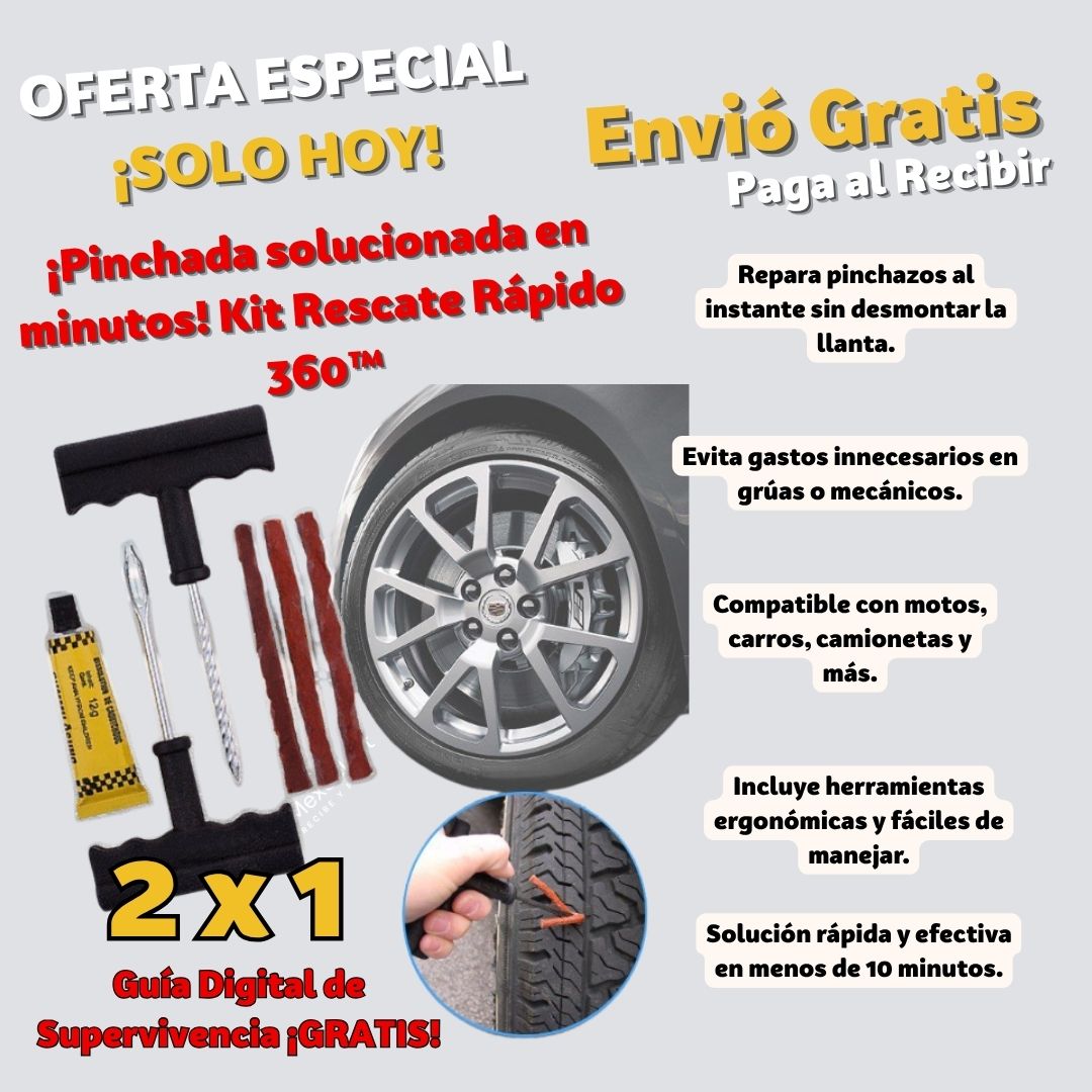 Rescate Rápido 360™ Kit de Reparación para Llantas sin Complicaciones