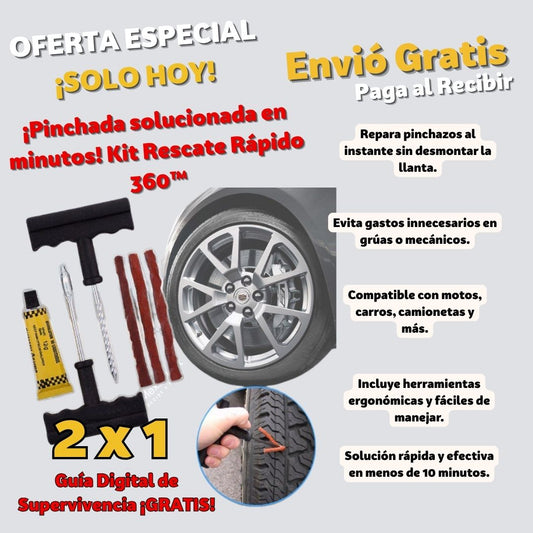 Rescate Rápido 360™ Kit de Reparación para Llantas sin Complicaciones