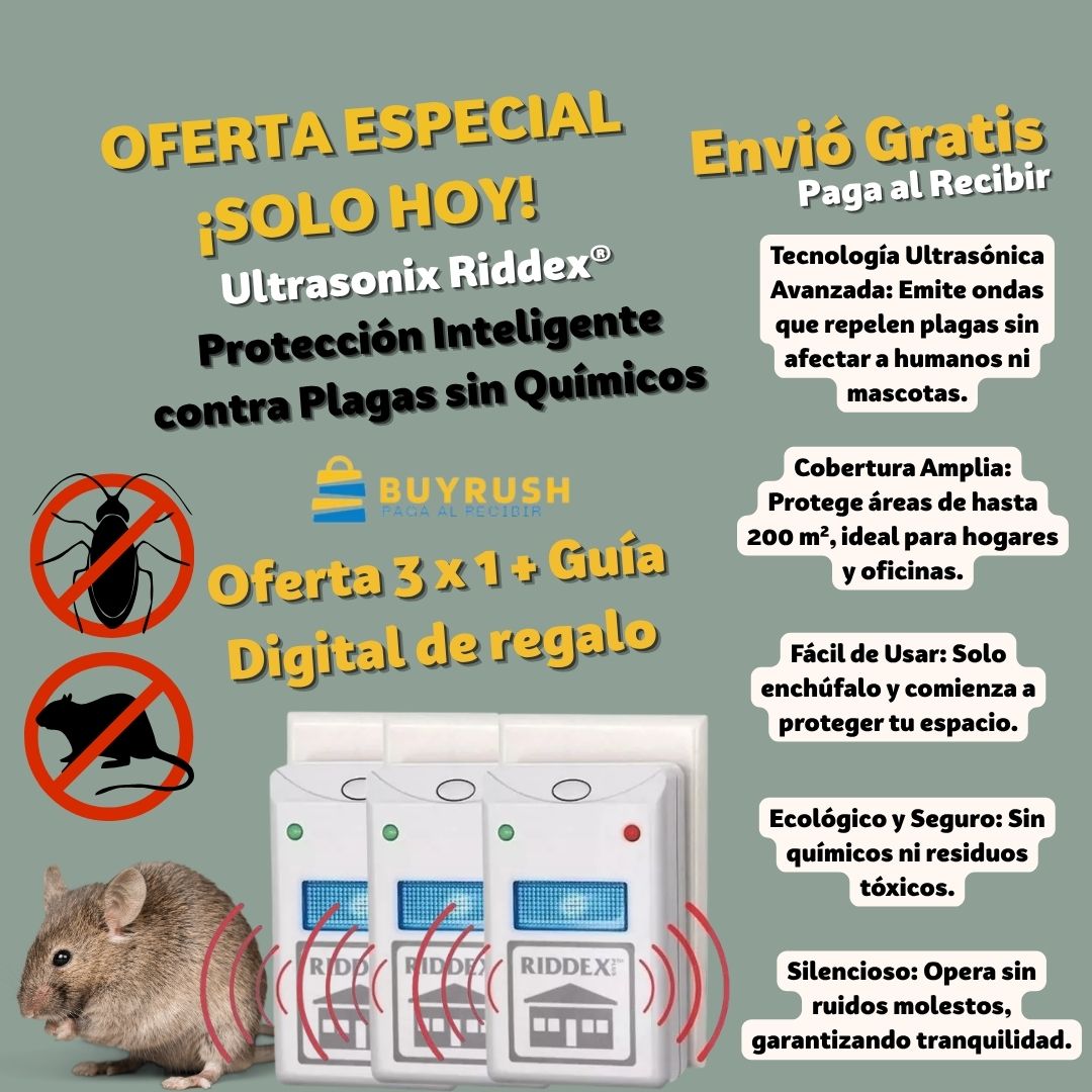 Ultrasonix Riddex® Protección Inteligente contra Plagas sin Químicos 3x1