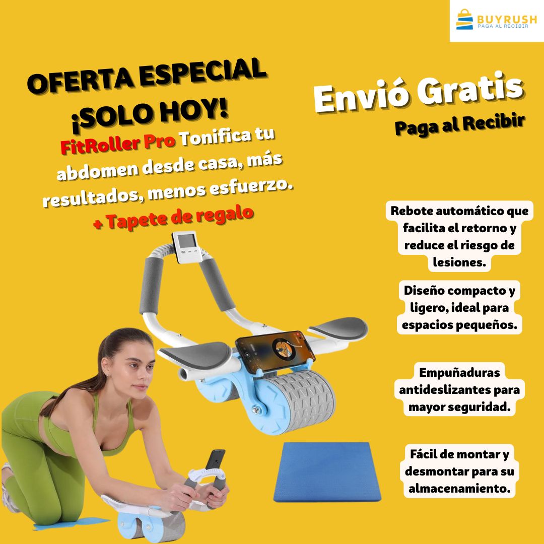 FitRoller Pro Tonifica tu abdomen desde casa + Tapete de regalo