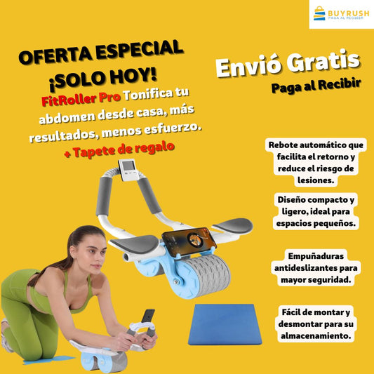 FitRoller Pro Tonifica tu abdomen desde casa + Tapete de regalo