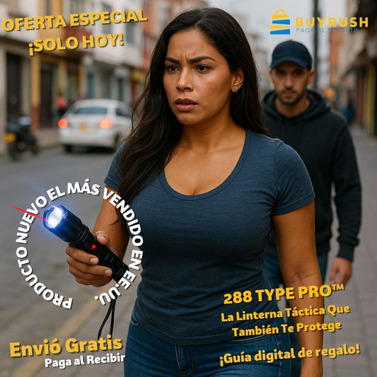 288 TYPE PRO™ La Linterna Táctica 3 en 1 Que También Te Protege