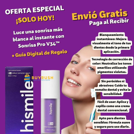 Sonrisa Pro V34™ Luce una sonrisa más blanca al instante
